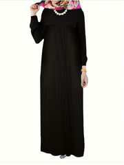 Abaya Dress Women's Solid Long Sleeve Ribbed Knit Maxi Dress