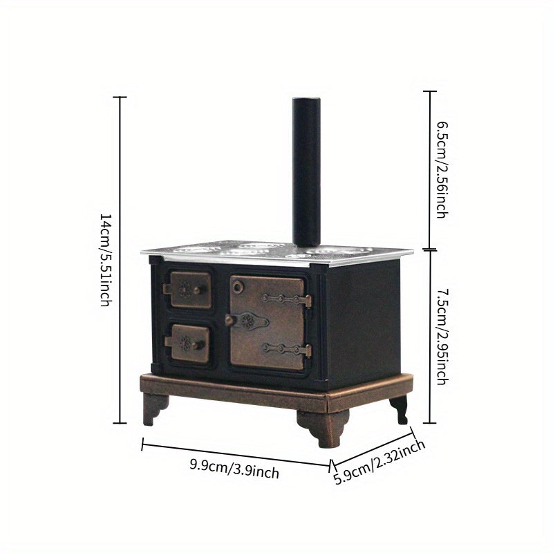 Vintage Dollhouse Stove with Copper Accents Retro Kitchen Range Hood