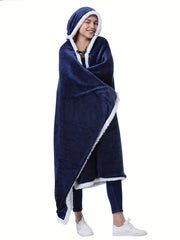 Soft Plush Hooded Night Robe Lace Up House Robe Women's Sleepwear