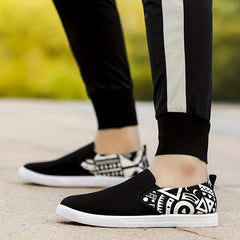 Men's Graphic Canvas Loafer Shoes Lightweight Slip On Sneakers
