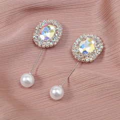 Faux Pearl Rhinestone Pin Brooches for Scarf & Shirt Dresses