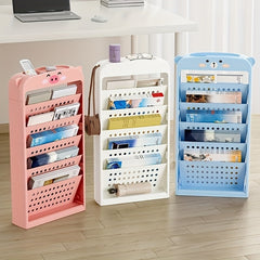 Tableside Floor Bookshelf Student Book Bag Hanging Reading Rack