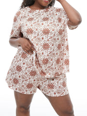 Floral Print Tee & Shorts Pajama Set