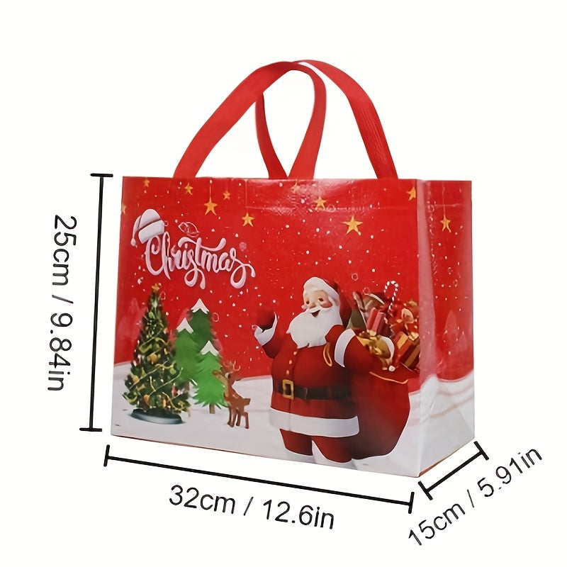3pcs Christmas Gift Bag Medium Festive Tote Handle Reusable