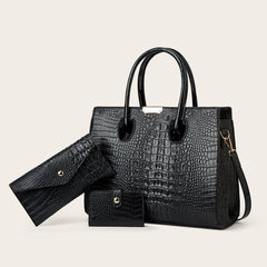 Crocodile Pattern Tote Bag Faux Leather Shoulder Bag with Zipper