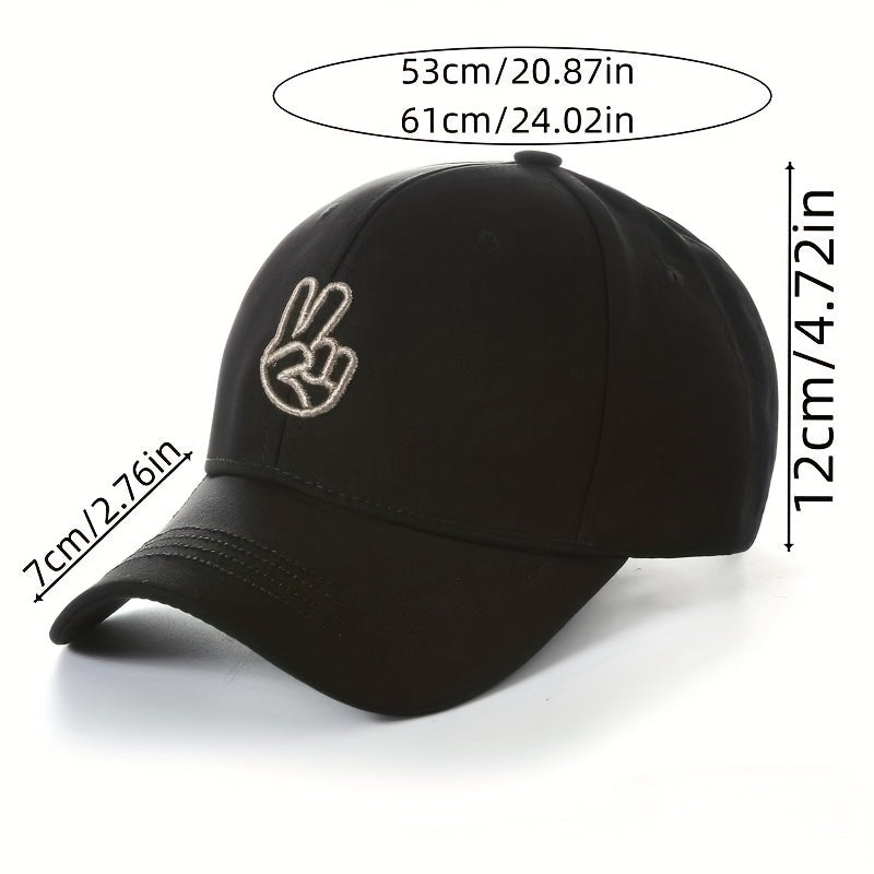 Adjustable Victory & Peace Gesture Embroidered Baseball Cap