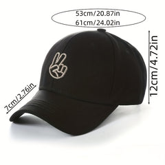 Adjustable Victory & Peace Gesture Embroidered Baseball Cap