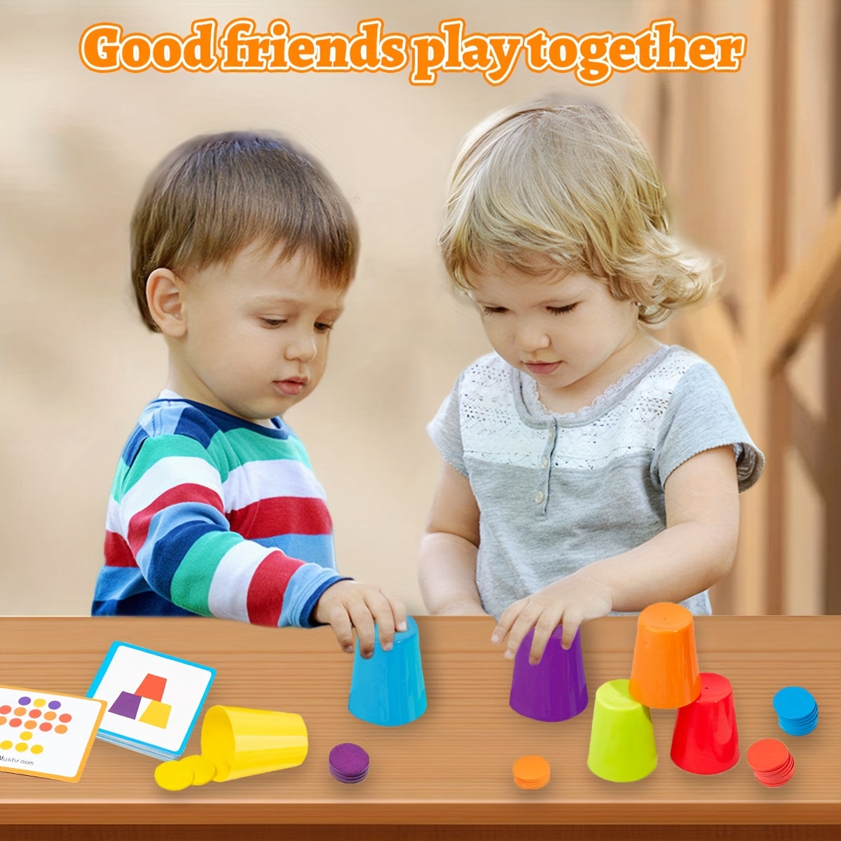 Baby Sensory Stacking Cups Toy & Shape Sorting Learning Game