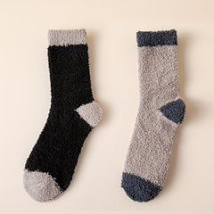 Colorblock Fuzzy Socks Warm Mid Tube Stockings