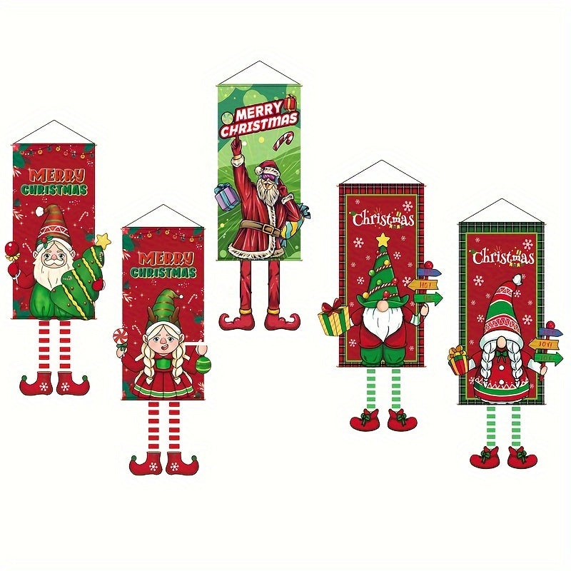 1pc Christmas Hanging Cloth Poster Party Decorations Supplies Props