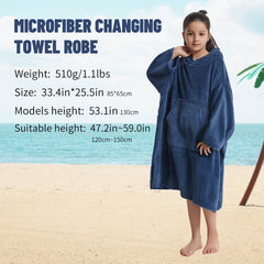 Kids Bathrobe Changing Robe with Pocket, Soft Hooded Poncho
