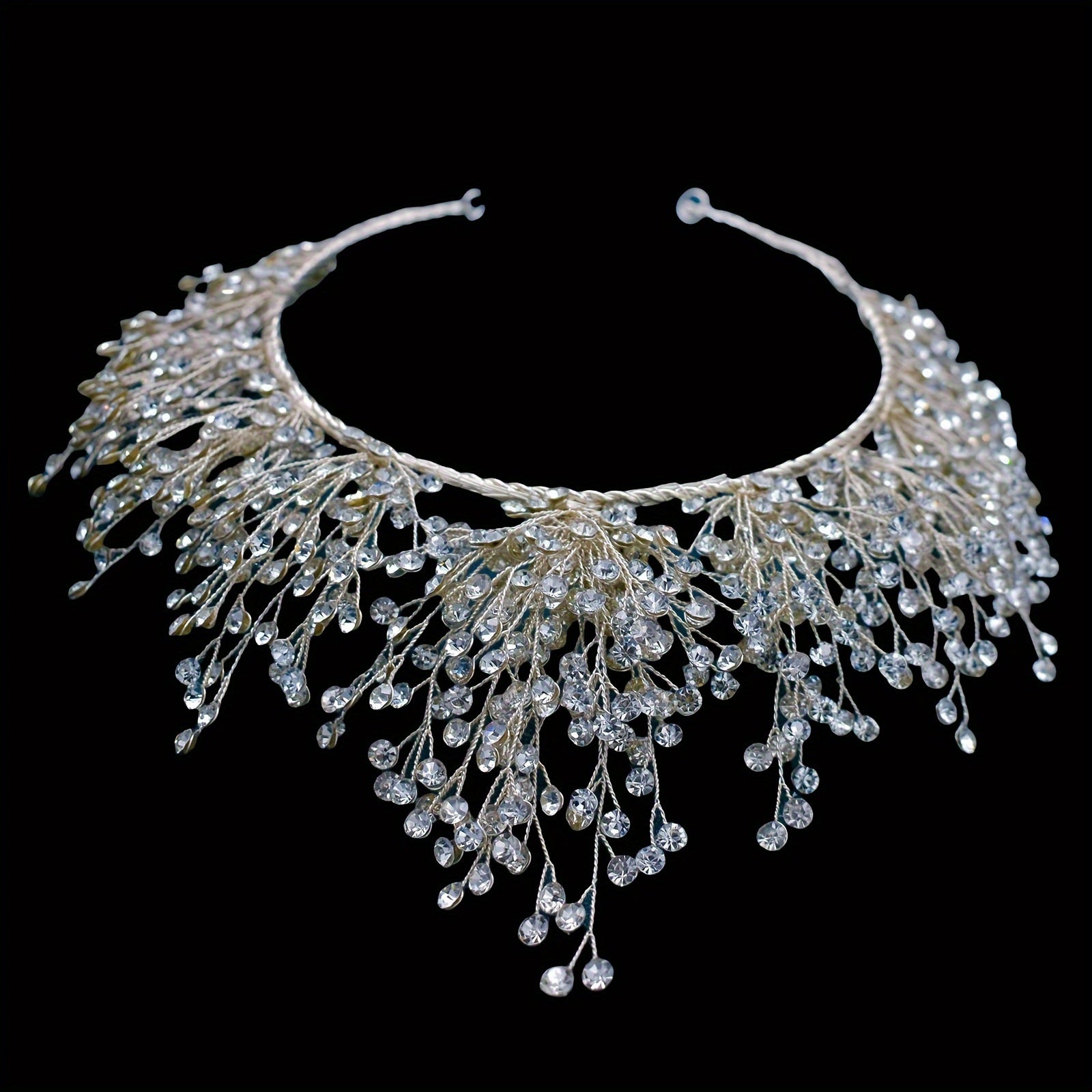 Crystal Rhinestone Bridal Headband Wedding Hair Accessory Tiara for Brides