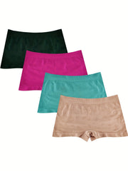 4pcs Mixed Boyshort Panties Low Waist Intimates Women's Lingerie