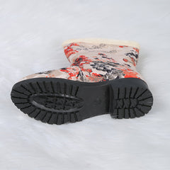 Floral Pattern Snow Boots Women's Mid Length Warm Footwear