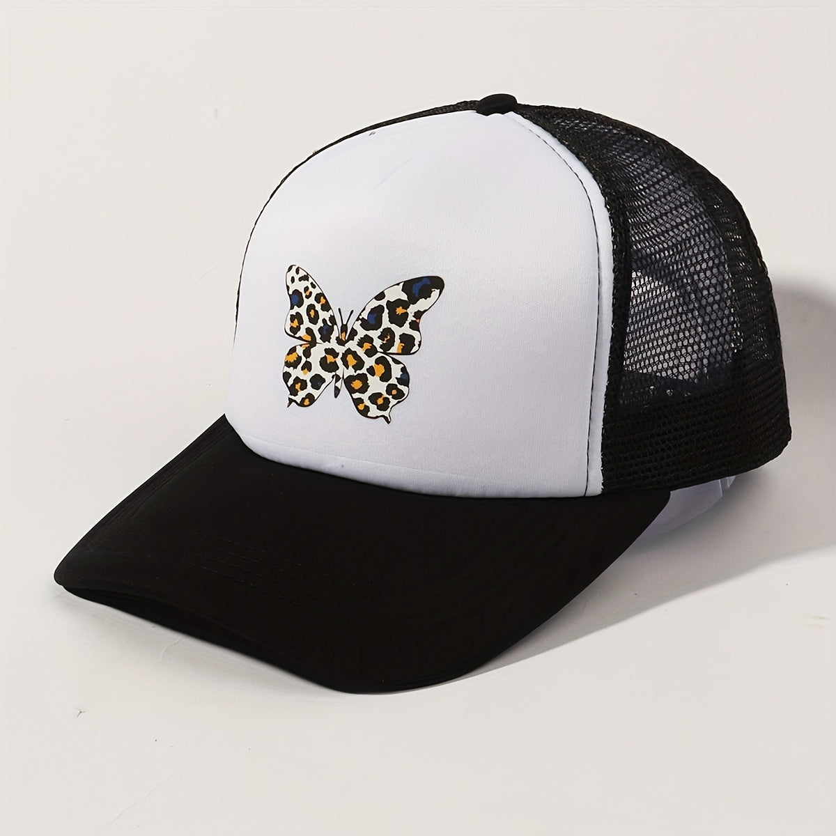 Leopard Butterfly Print Trucker Hat & Mesh Baseball Cap Lightweight Dad Hats