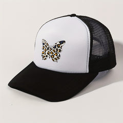 Leopard Butterfly Print Trucker Hat & Mesh Baseball Cap Lightweight Dad Hats