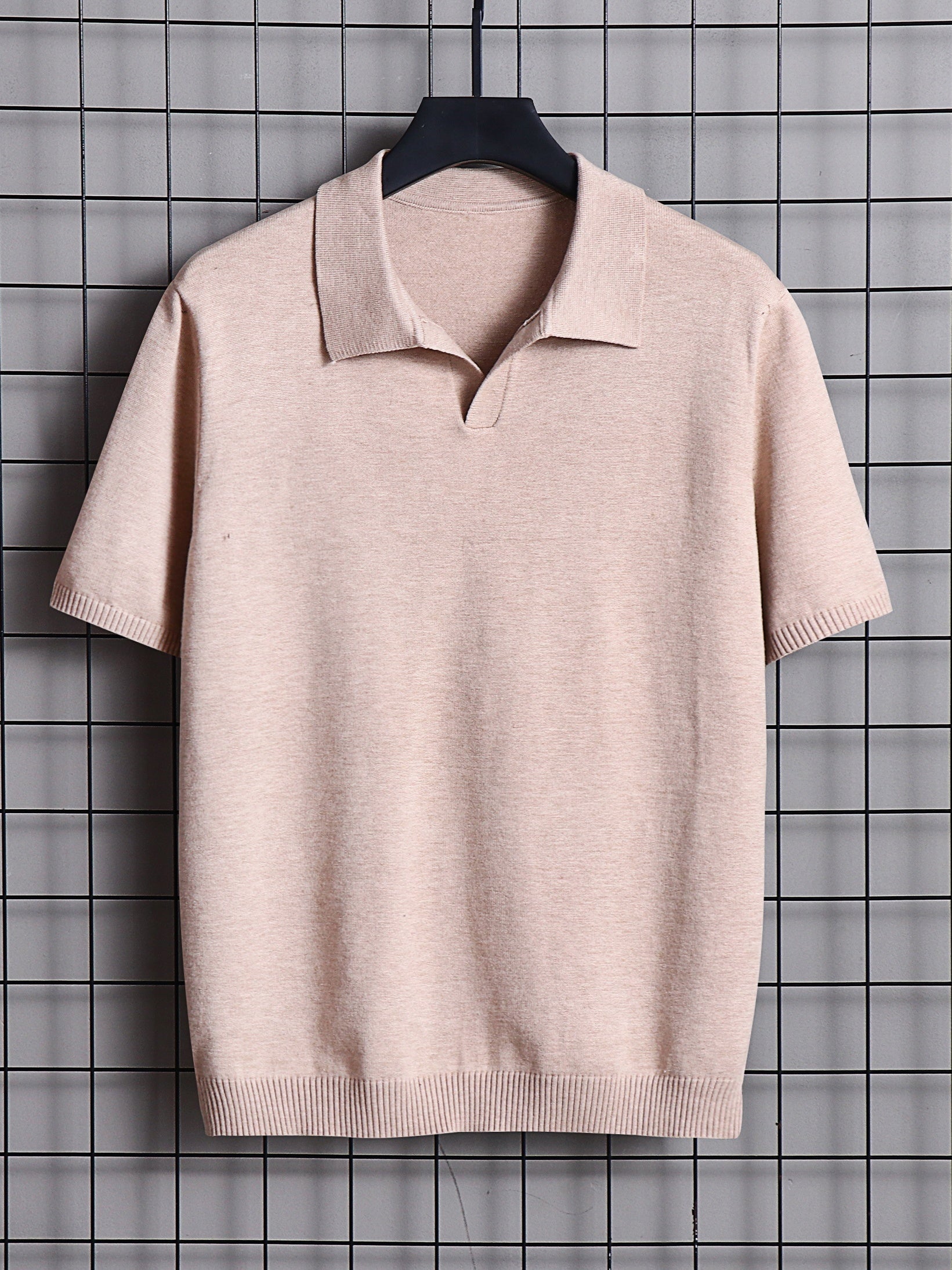 Men's Solid Lapel Polo Short Sleeve Shirt