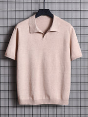 Men's Solid Lapel Polo Short Sleeve Shirt