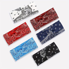 Boho Wide Knotted Hair Band Printed Bandeau Stretchy Cotton Headband