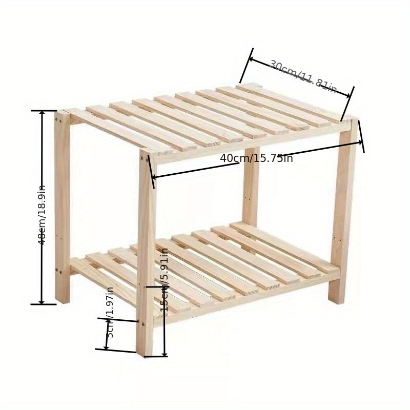 2 Tier Wooden End Table for Living Room and Bedroom, Easy Assembly