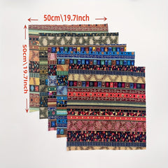 5pcs Ethnic Striped Bronzing Fabric Set DIY Patchwork Tablecloth Decoration
