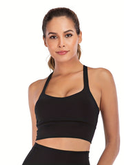 Square Neck Wide Strap Sports Bra for Yoga