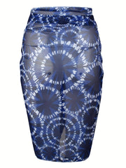 Tie Dye Bikini Bottoms & Mesh Beach Cover Up Skirt