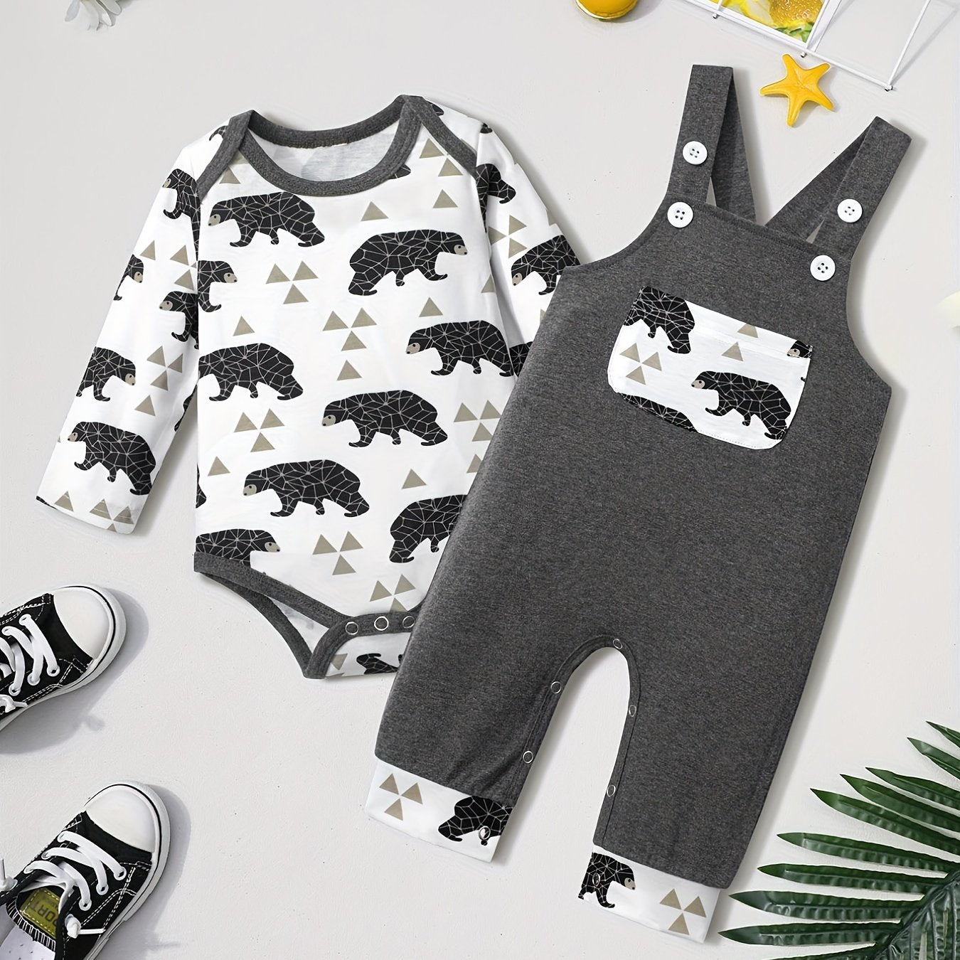 Baby Boy Cartoon Romper & Overalls Set 0-18 Months