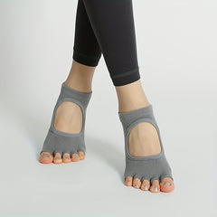 5 Toe Yoga Socks Open Toe Anti Skid Low Cut Dance Socks With Grips