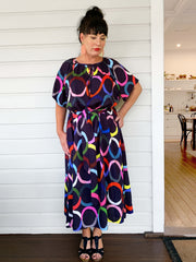 Casual Dress Women's Plus Circle Print Short Sleeve Maxi Dress