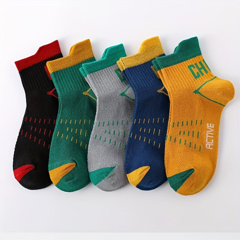Boys Letters Print Sports Socks Thin Deodorant Breathable Cotton