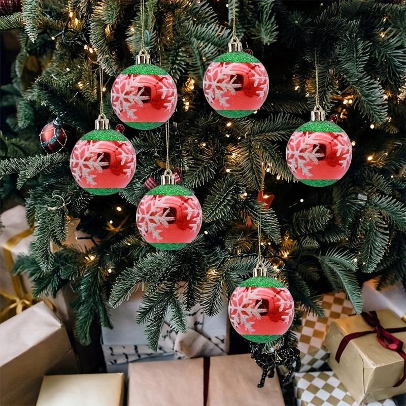 6pcs Painted Christmas Tree Hanging Balls