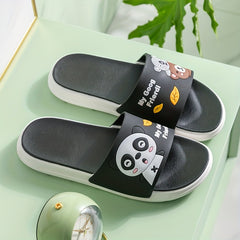 Men's Cartoon Panda Print Lightweight Slides Soft Sole Non slip Slippers