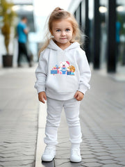 OERYUI Christmas Bear Print Outfits 2pcs Girls Hoodies Jogger Pants Set