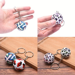 3D Soccer Ball PU Leather Keychain Cartoon Football Keyring Pendant