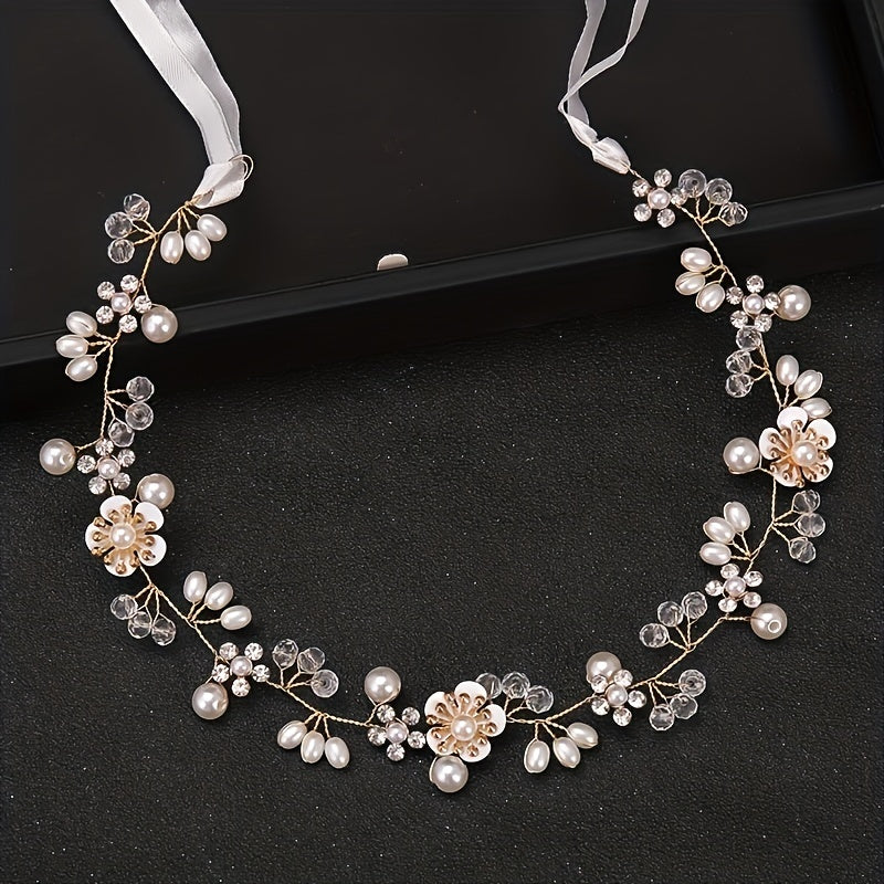 Golden Children's Pearl Headband Flower Girl Dressing Hair Accessories