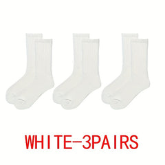 3 Pairs Solid Mid Tube Sports Socks Women's Stockings