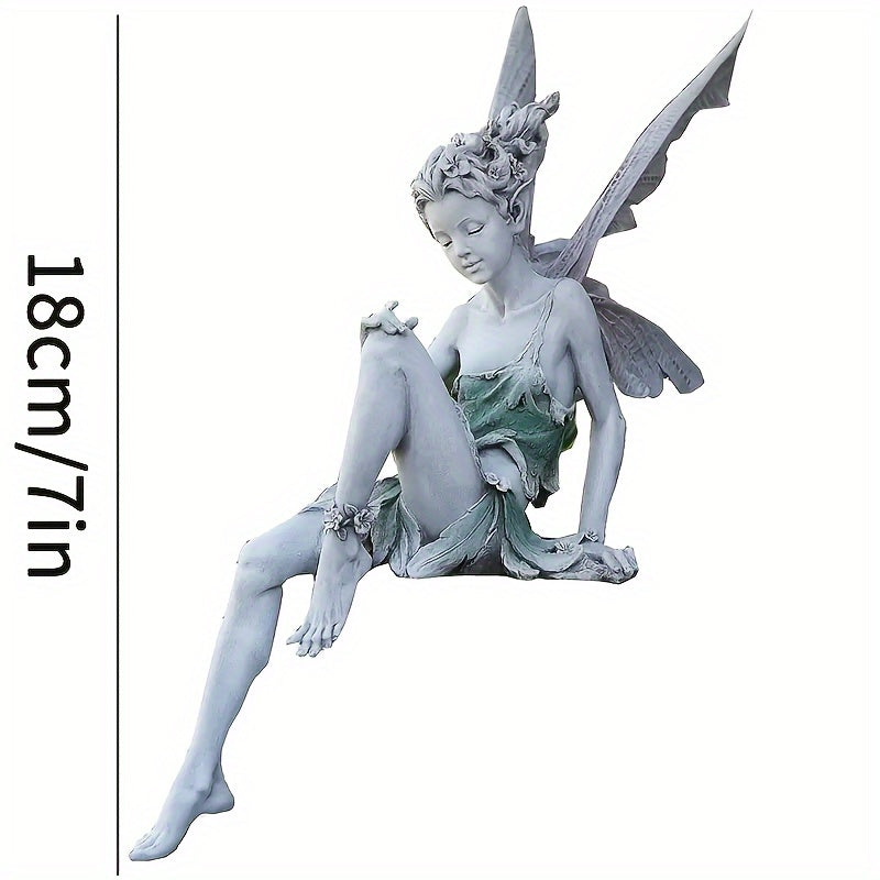 Resin Flower Fairy Sitting Statue Garden Decoration