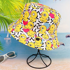 Unisex Duck Print Sunshade Bucket Hat for Outdoor Travel