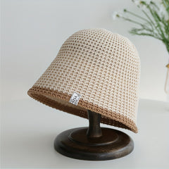 Knitted Bucket Hat Foldable Crochet Cloche Hat Casual Thin Sunscreen Basin Hats