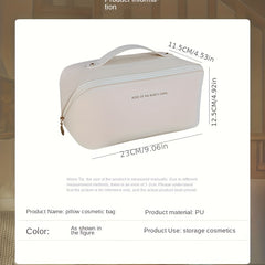 2 Pcs Large Capacity Cosmetic Bag Toiletry Wash Bag Travel Makeup Bag PU Leather