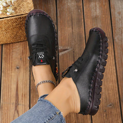Women's Lace up Comfort Mules Sneakers Lightweight Slip on Flat Walking Shoes