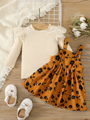 Baby Girls Ruffled Top & Corduroy Dress Set