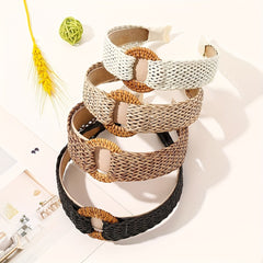 Boho Woven Wide Headband Straw Knitted Hairband