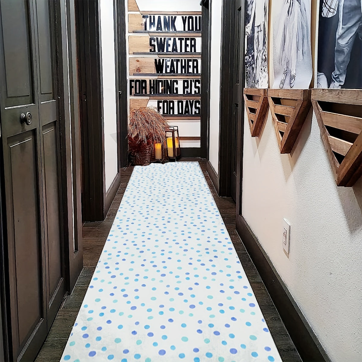 1pc Geometric Non Slip 2'X10' Indoor Outdoor Runner Rug