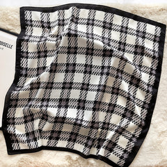 Classic Checkered Silk Scarf Gift For Her