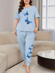 Butterfly Print Tee & Joggers Lounge Set