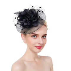 Women Flower Fascinator Hat Tea Party Wedding Feather Headband