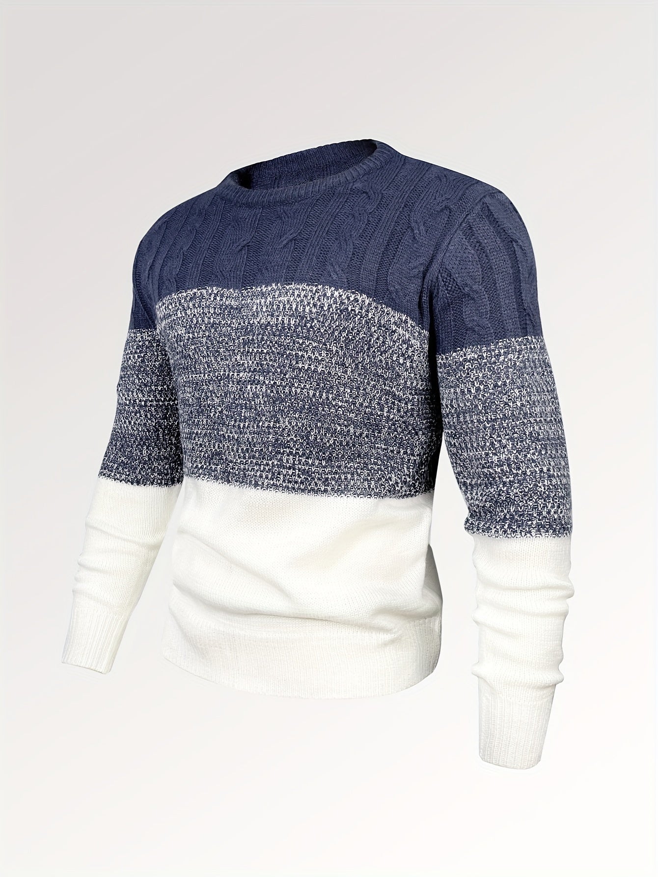 Knitted Cable Sweater Men's Casual Warm Crew Neck Pullover For Fall Winter
