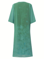 Print Long Dress & Sleeve Cardigan Outfits for W